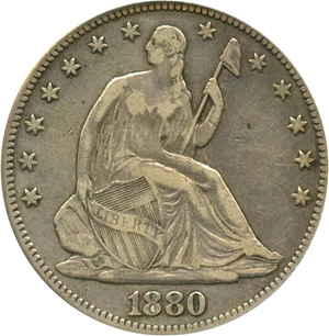 image for: 1880 50c PCGS VF25 - Scarce Low Mintage Date