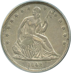 image for: 1842 50c PCGS XF40 (Small Date, Reverse of 1842)