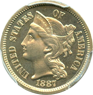 image for: 1887/6 3cN PCGS/CAC Proof 66 CAM (Strong Overdate)