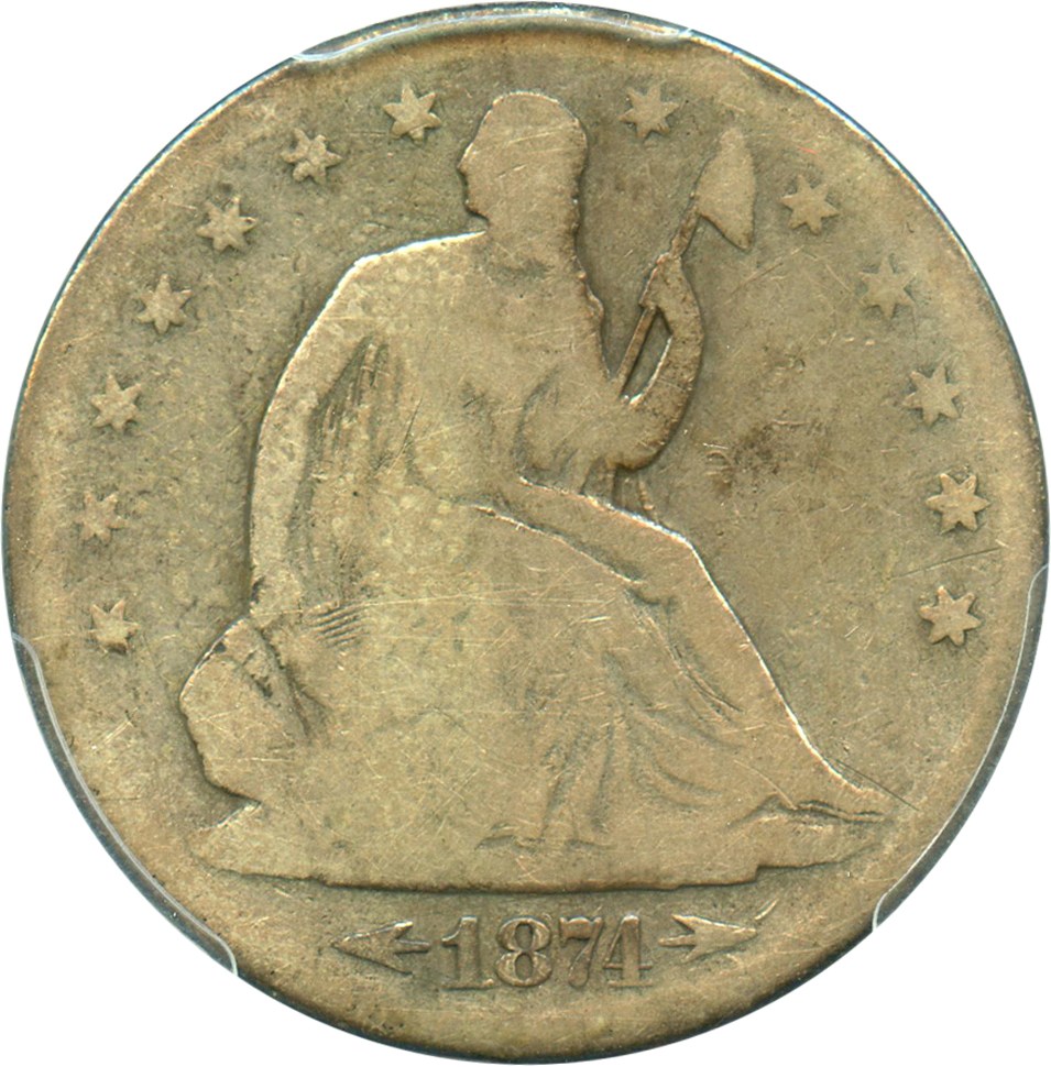image for: 1874-S 50c PCGS Good-4 (Arrows, Minute S, WB-103)