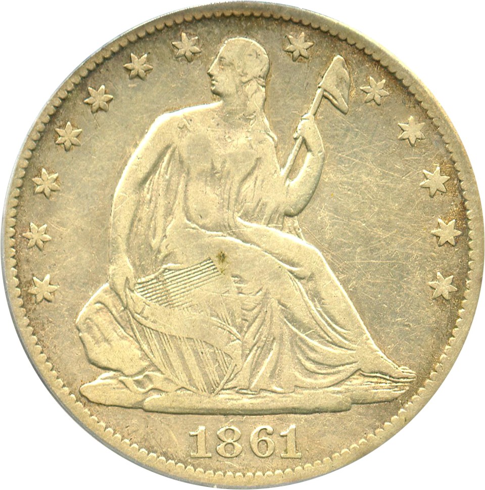 image for: 1861-S 50c PCGS VF20 - Civil War Era Issue from San Francisco