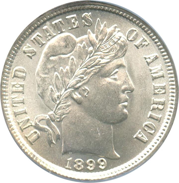 image for: 1899 10c PCGS/CAC MS64