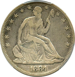 image for: 1884 50c PCGS F15 - Scarce Low Mintage Date