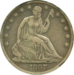image for: 1867-S 50c PCGS VF30
