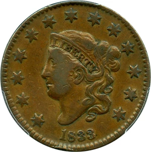 image for: 1833 1c PCGS VF25