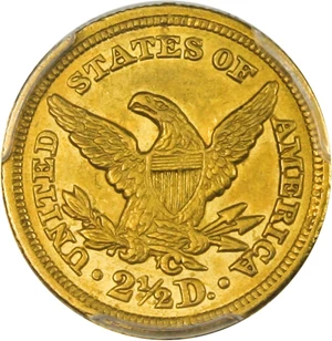 image for: 1846-C $2 1/2 PCGS XF45 - Desirable Charlotte Gold Quarter Eagle
