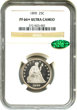 image for: 1890 25c NGC/CAC Proof 66+ DCAM - Amazing High Quality Gem Proof