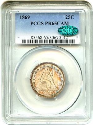 image for: 1869 25c PCGS/CAC Proof 65 CAM