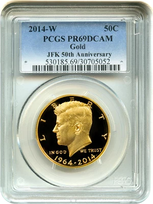 image for: 2014-W JFK 50th Anniversary Gold 50c PCGS PR69 DCAM - No Reserve!