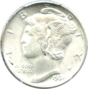 image for: 1934 10c PCGS MS65
