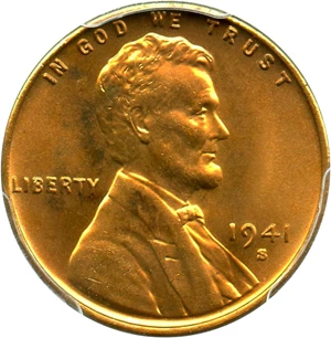 image for: 1941-S 1c PCGS MS67 RD