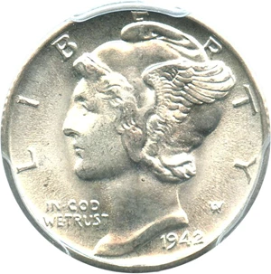 image for: 1942-D 10c PCGS MS66