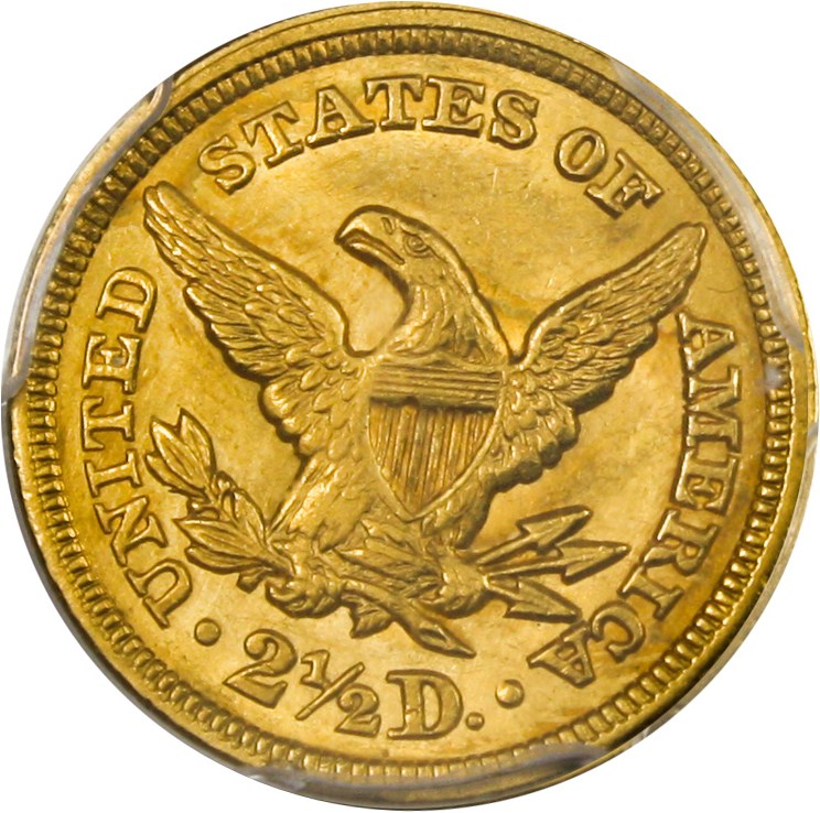 image for: 1849 $2 1/2 PCGS MS61 - Scarce Gold-Rush Year in Mint State