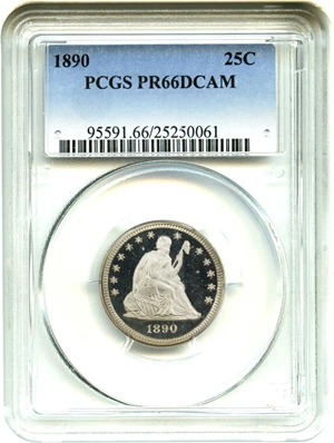 image for: 1890 25c PCGS Proof 66 DCAM - Awesome Frosty White Gem Proof