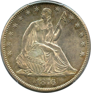 image for: 1876-CC 50c PCGS/CAC AU55 - Beautiful AU Carson City Half Dollar