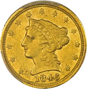 image for: 1846-C $2 1/2 PCGS XF45 - Desirable Charlotte Gold Quarter Eagle