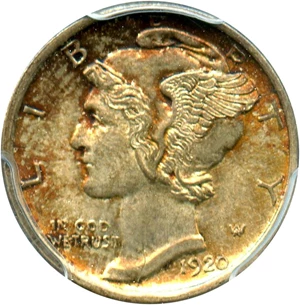 image for: 1920-S 10c PCGS/CAC MS64 FB - Key Date in High Grade Full Bands