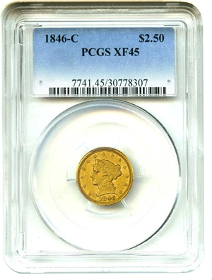 image for: 1846-C $2 1/2 PCGS XF45 - Desirable Charlotte Gold Quarter Eagle