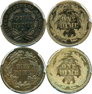 image for: Collector Lot of Assorted Liberty Seated 10c from 1859-1890: All PCGS Graded (4 Coins) - No Reserve!