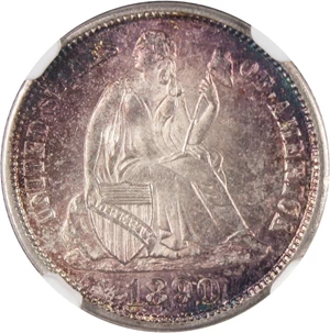 image for: 1890-S 10c NGC/CAC MS64 - Colorful Toning