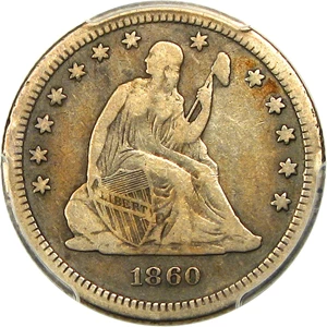 image for: 1860-S 25c PCGS F15