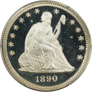 image for: 1890 25c PCGS Proof 66 DCAM - Awesome Frosty White Gem Proof