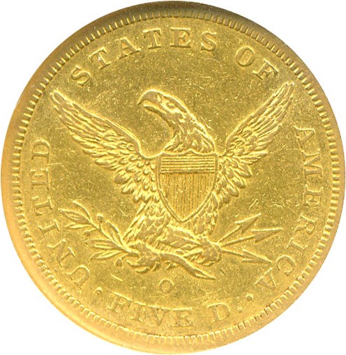 image for: 1843-O $5 NGC AU50 (Small Letters) Low Mintage Date from New Orleans