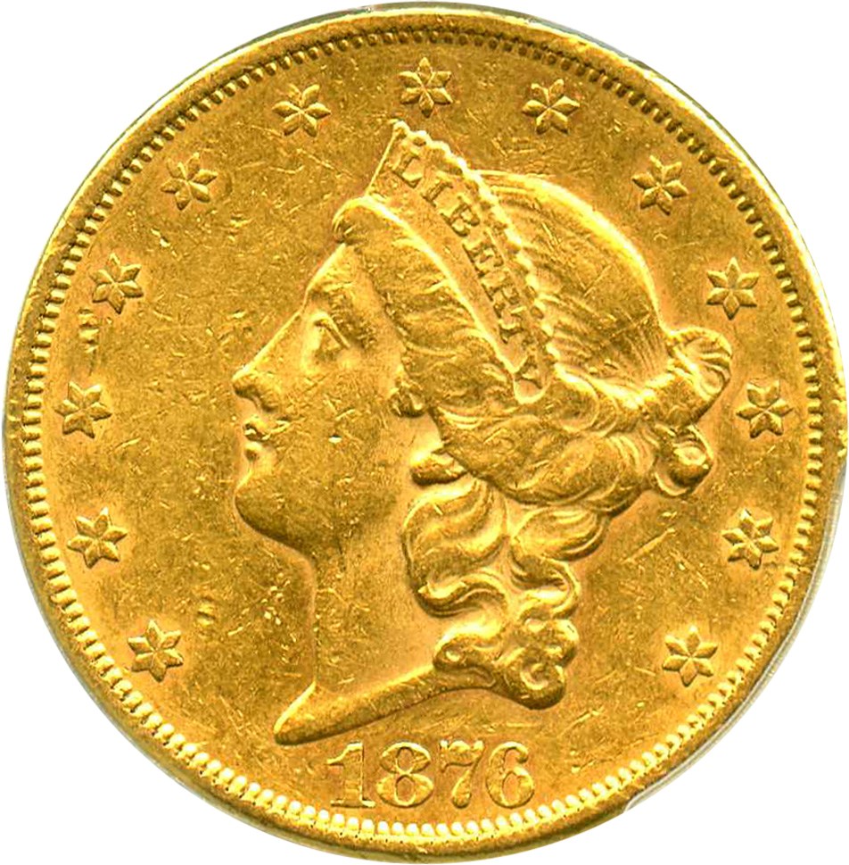 image for: 1876 $20 PCGS AU50 - No Reserve!