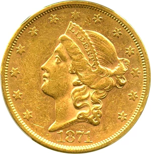 image for: 1871-S $20 PCGS AU55 - No Reserve!
