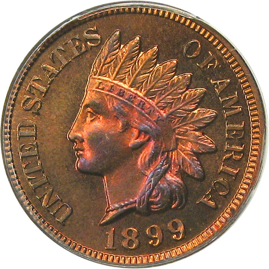 image for: 1899 1c PCGS/CAC Proof 64 RB OGH - Colorful Toning