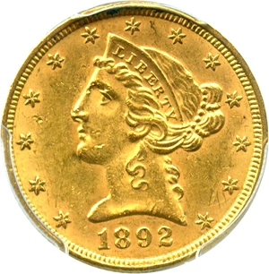 image for: 1892 $5 PCGS MS61 - No Reserve!