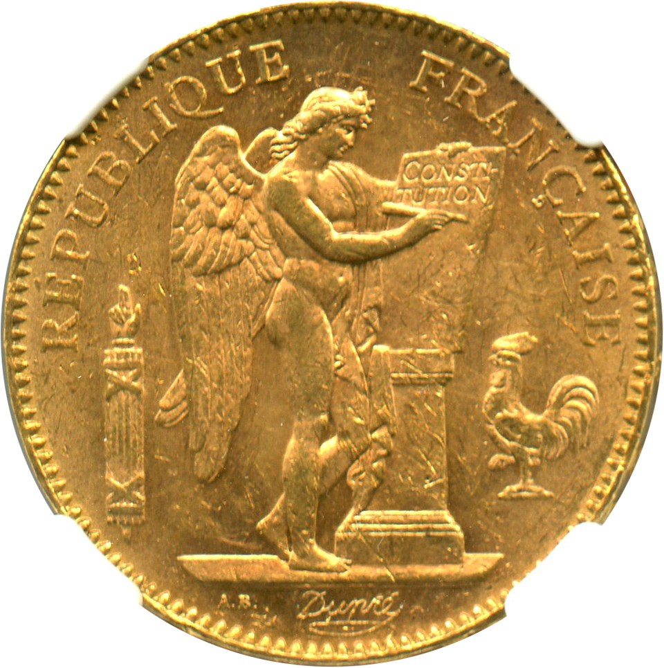 image for: France: 1904-A Angel 50 Fr NGC MS62 (KM-831) - No Reserve!