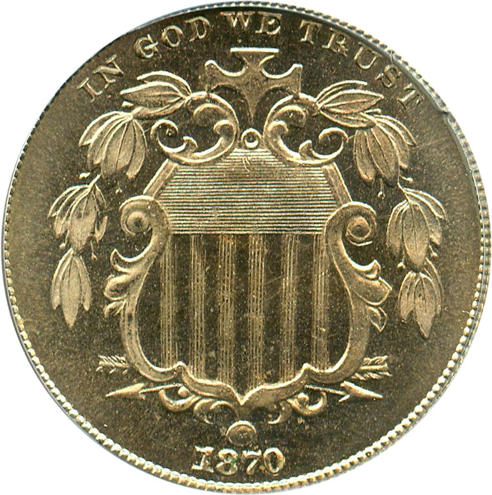 image for: 1870 5c PCGS Proof 65 CAM