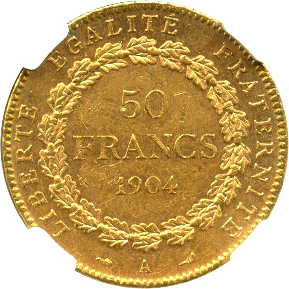 image for: France: 1904-A Angel 50 Fr NGC MS61 (KM-831)