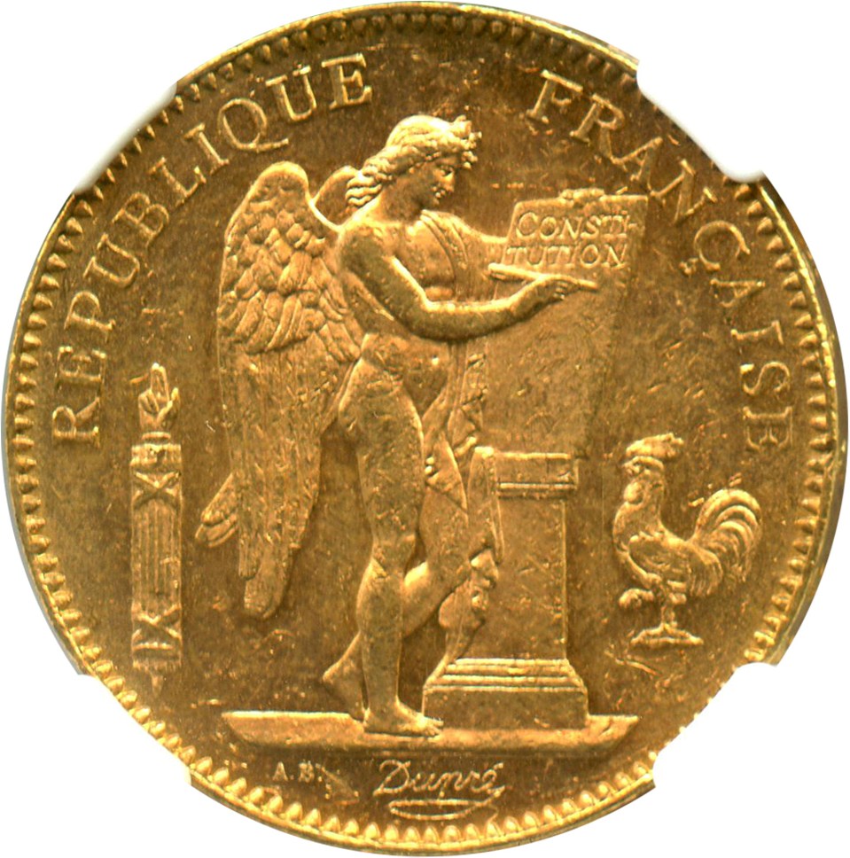 image for: France: 1904-A Angel 50 Fr NGC MS62 (KM-831)
