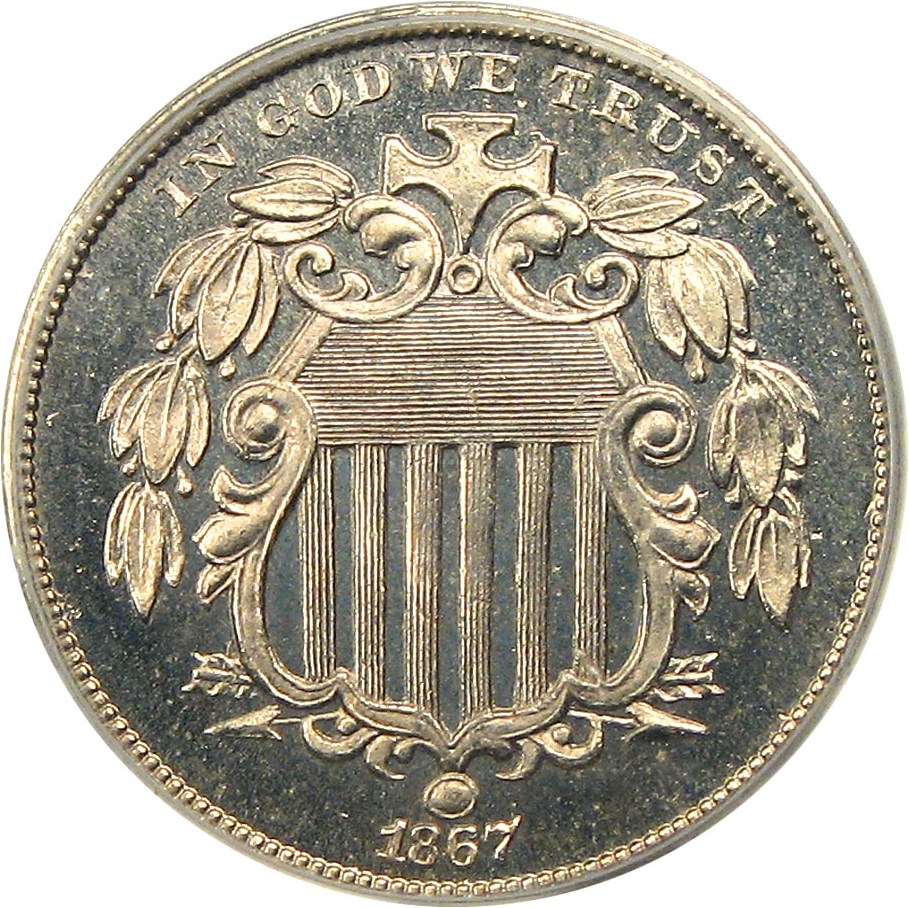 image for: 1867 5c PCGS Proof 66 CAM (No Rays)