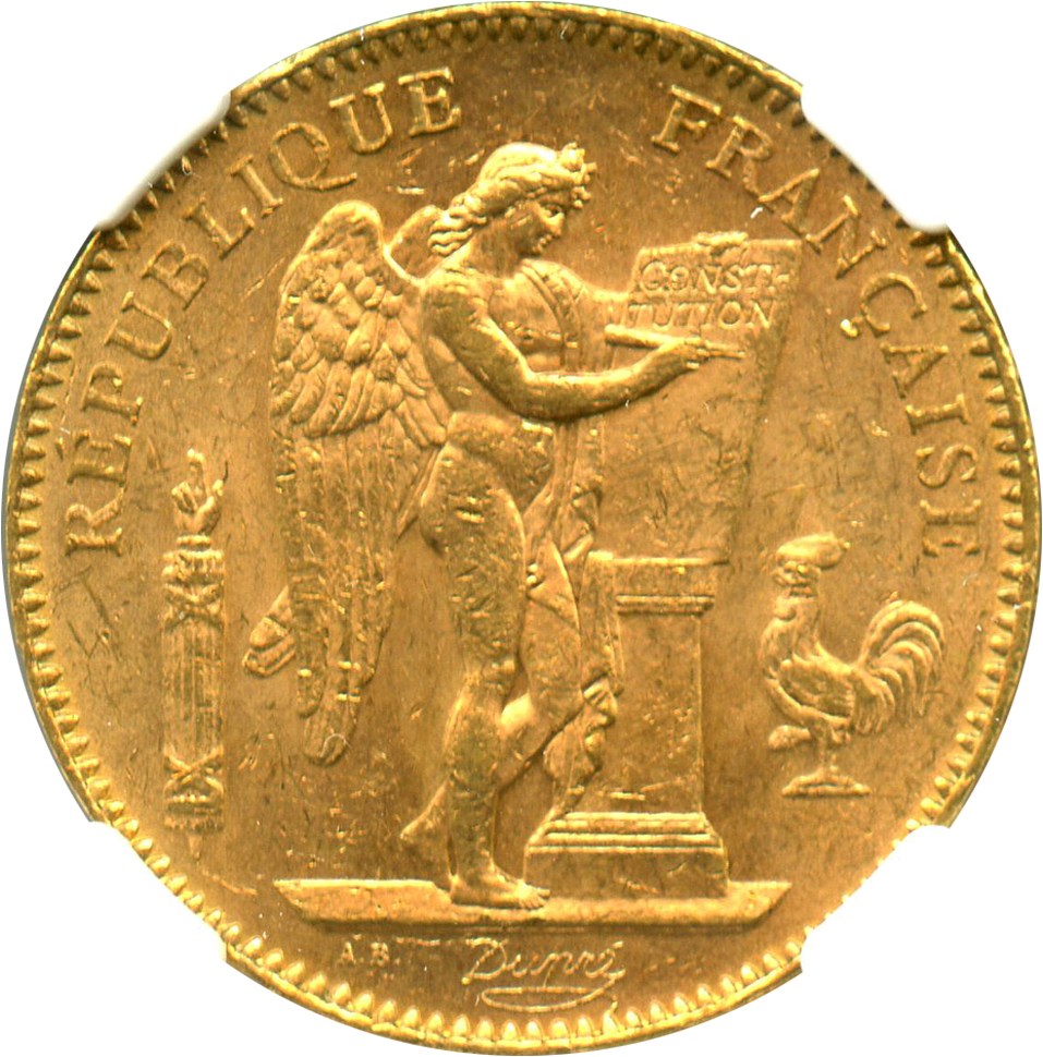 image for: France: 1904-A Angel 50 Fr NGC MS62 (KM-831)