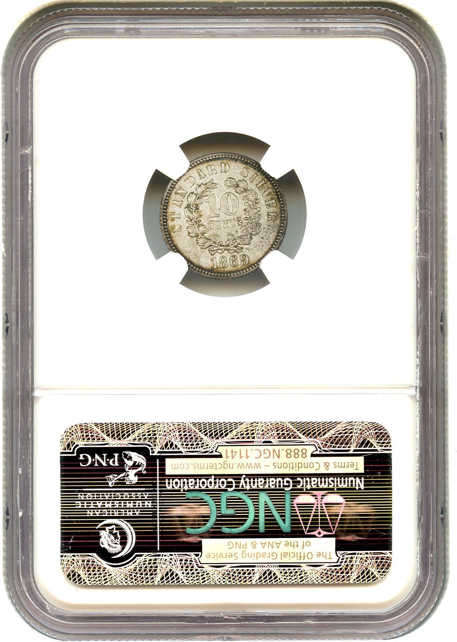 image for: 1869 Pattern 10c NGC Proof 61 (Judd-708) Affordable Pattern Dime