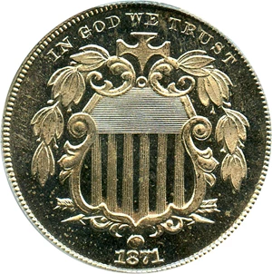 image for: 1871 5c PCGS/CAC Proof 66 CAM