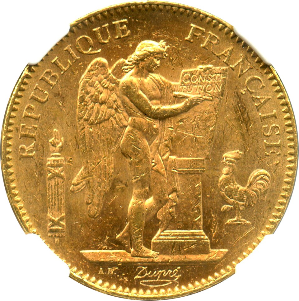 image for: France: 1904-A Angel 50 Fr NGC MS61 (KM-831)