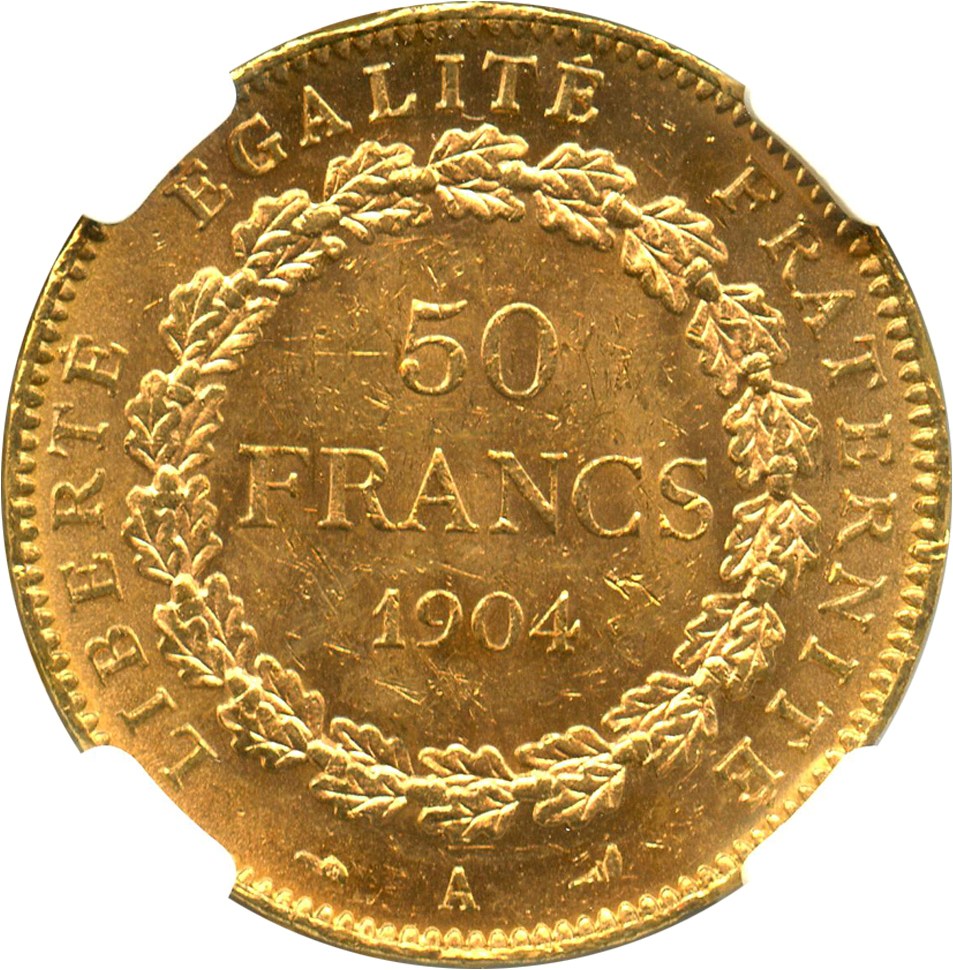 image for: France: 1904-A Angel 50 Fr NGC MS61 (KM-831) - No Reserve!
