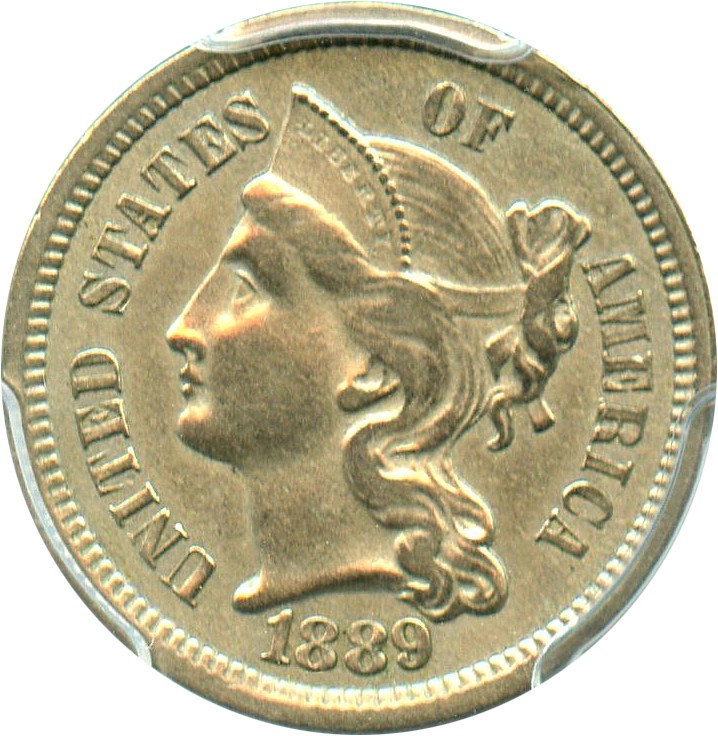 image for: 1889 3cN PCGS AU50 - Scarce Date