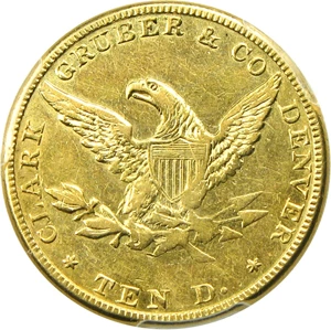 image for: Clark Gruber 1861 $10 PCGS XF40 - Rare Colorado Territorial Gold