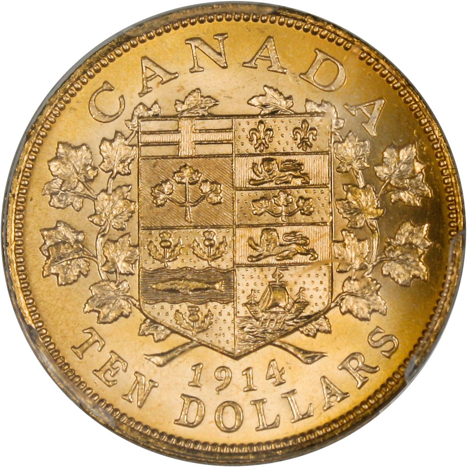 image for: 1914 Canada $10 PCGS MS63 - Bank of Canada Gold Reserve Hoard Coin