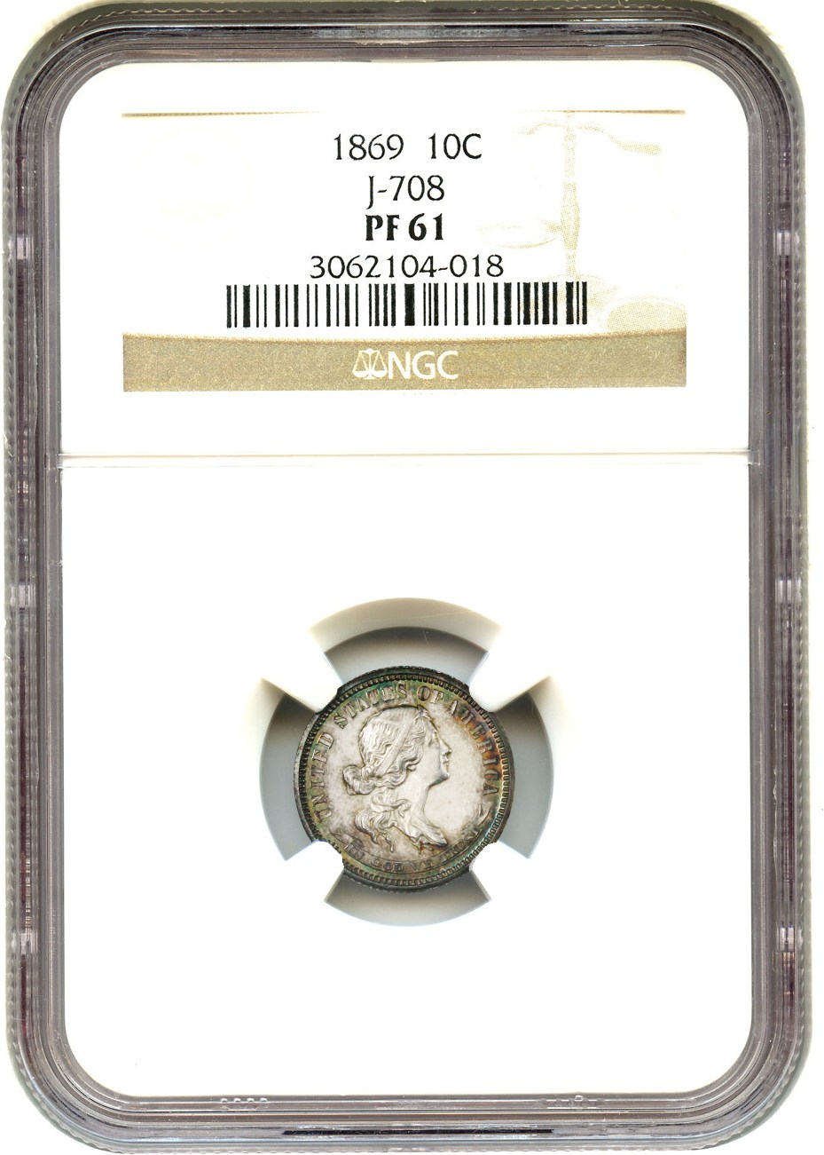image for: 1869 Pattern 10c NGC Proof 61 (Judd-708) Affordable Pattern Dime