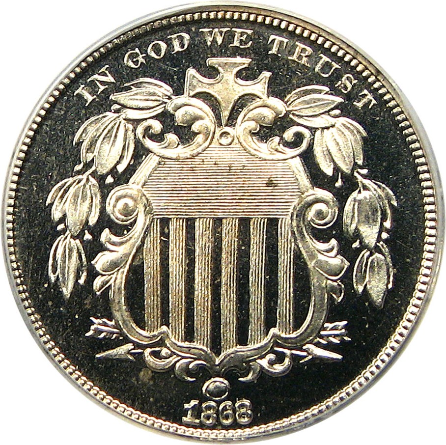 image for: 1868 5c PCGS/CAC Proof 66 CAM - Tied for Finest at CAC