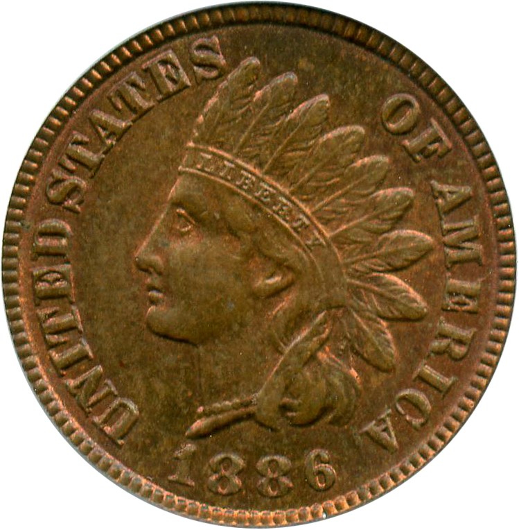 image for: 1886 1c PCGS/CAC MS64 RB (Type 1)