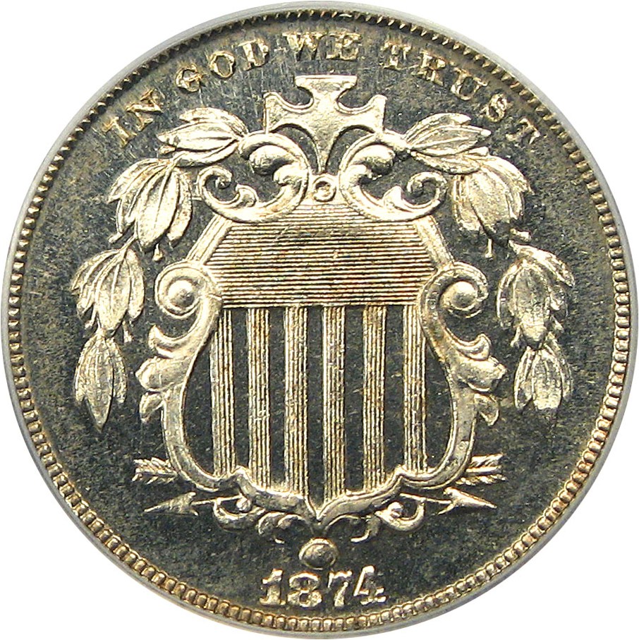 image for: 1874 5c PCGS Proof 66 CAM
