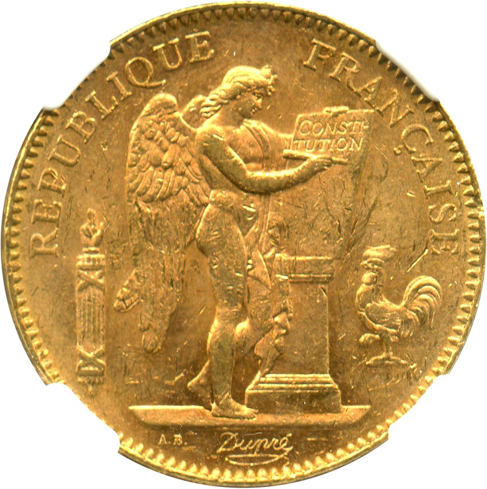 image for: France: 1904-A Angel 50 Fr NGC MS62 (KM-831)