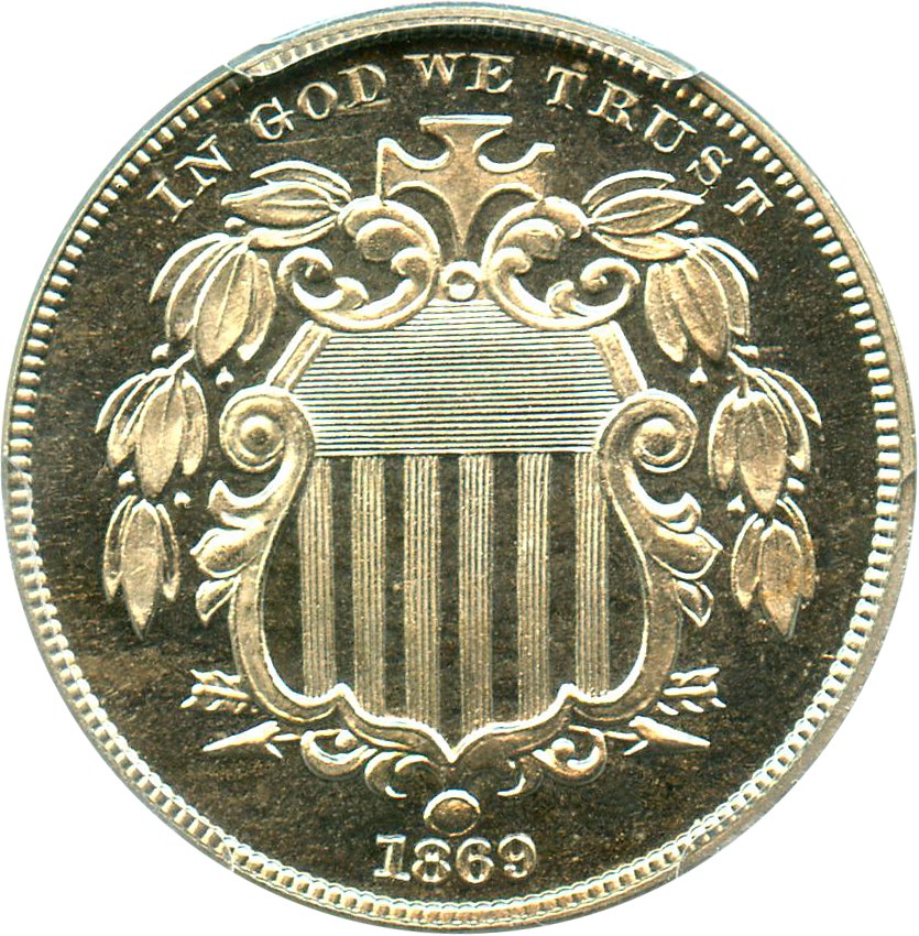 image for: 1869 5c PCGS/CAC Proof 65